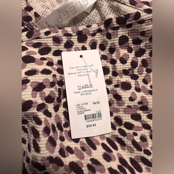 NWT Sleep by Cacique Lane Bryant Thermal Pajama Set - Modern Animal Print - Picture 7 of 10